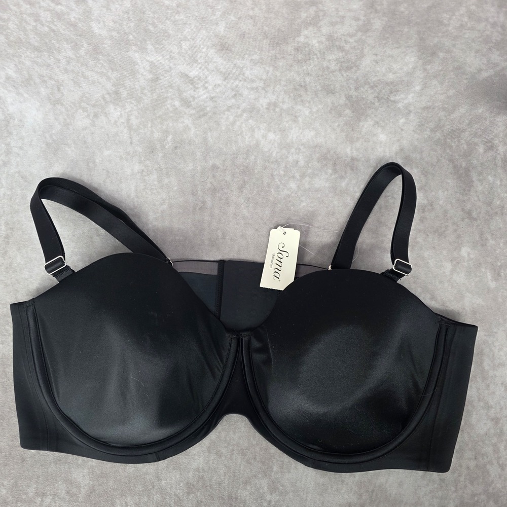 Soma Vanishing Back Wireless Padded Adjustable Straps Bra Size 40D Black NWT